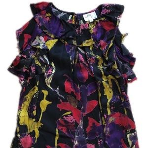 Milly Silk Top Black Pattern Flowy